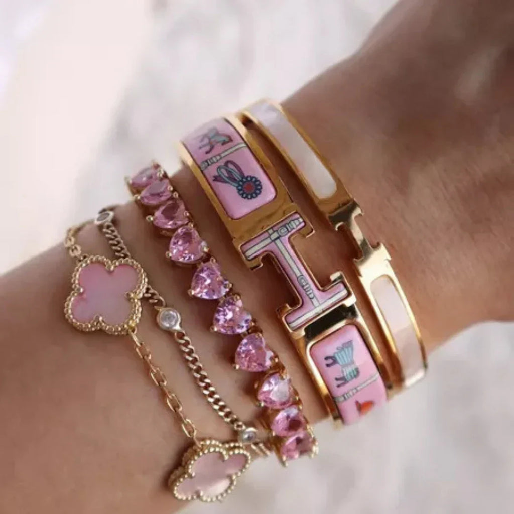 Armband Tennis Mit Rosa Herz