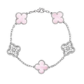 Silberrosa | Kleeblatt-Diamant-Armband