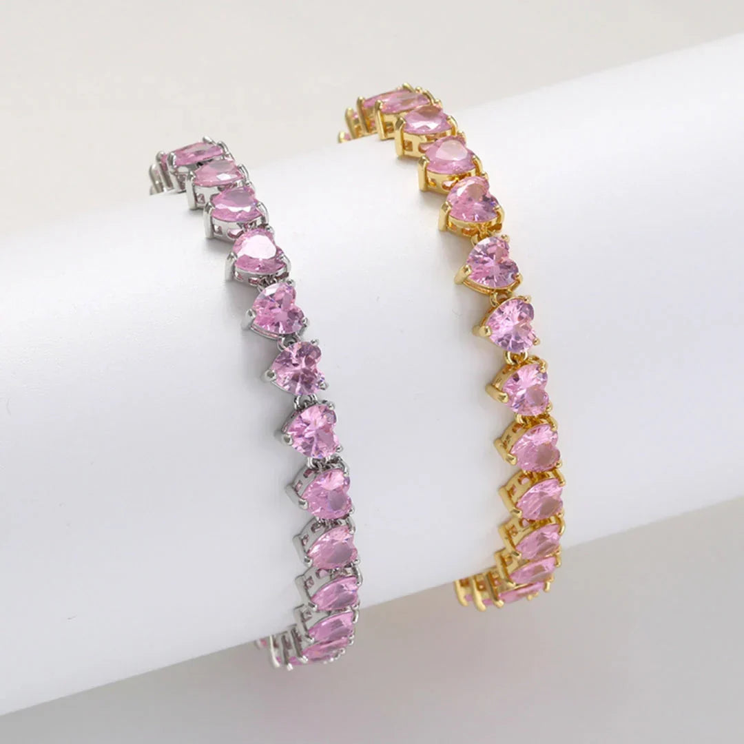 Armband Tennis Mit Rosa Herz